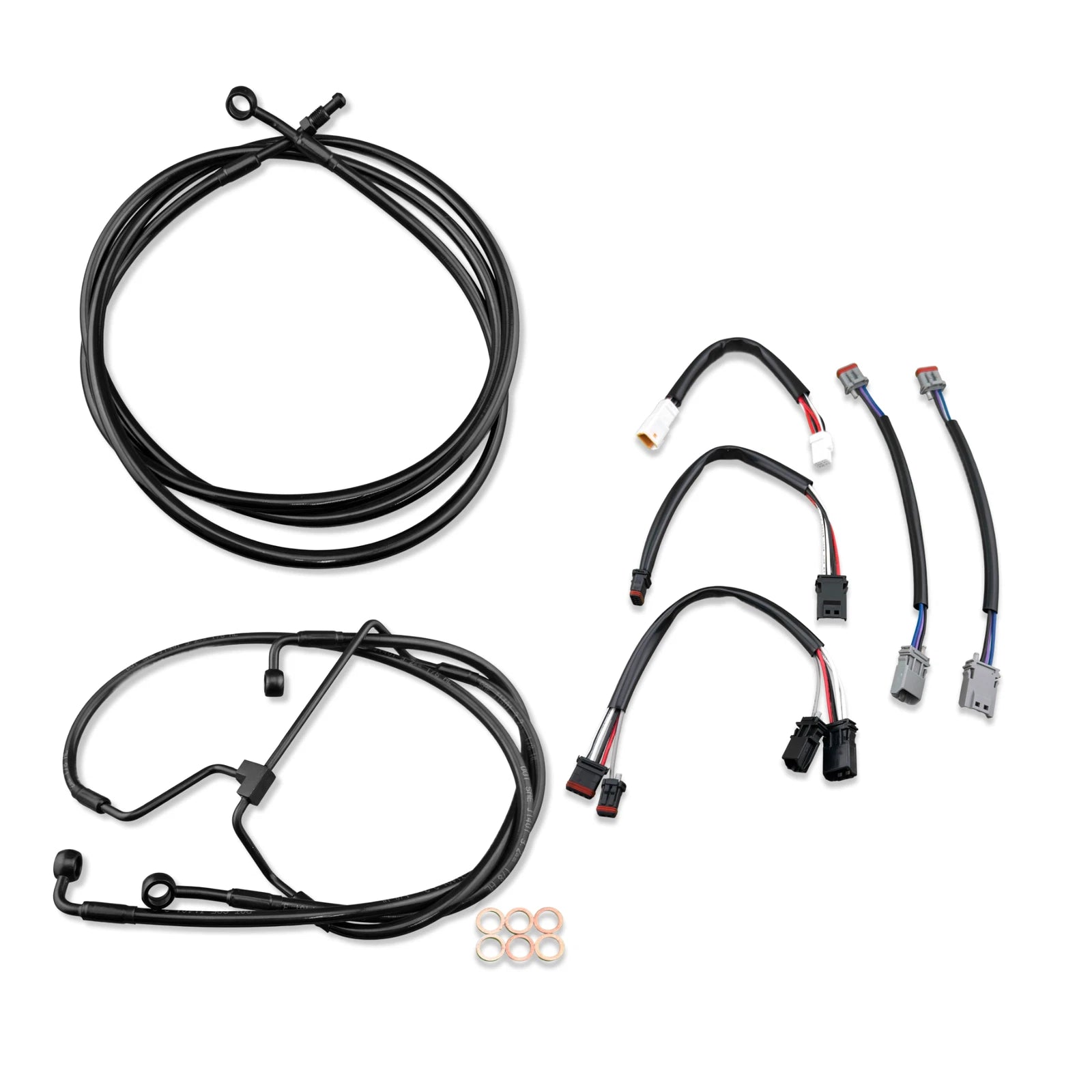 16" Black Extended Stainless Brake Line for Harley Road King, Street Glide (2017–2020)