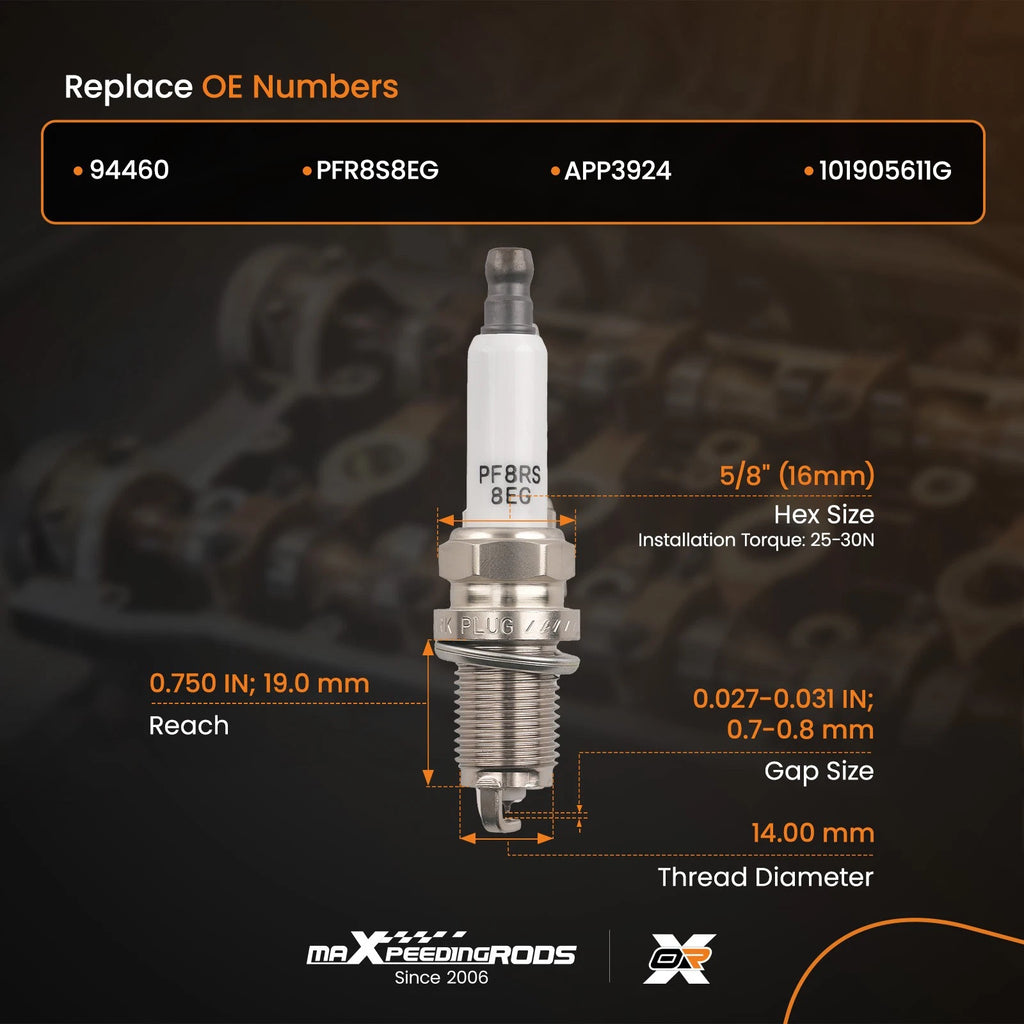 6x Platinum Spark Plugs for Porsche Panamera 3.0L (2012–2016) PFR8S8EG