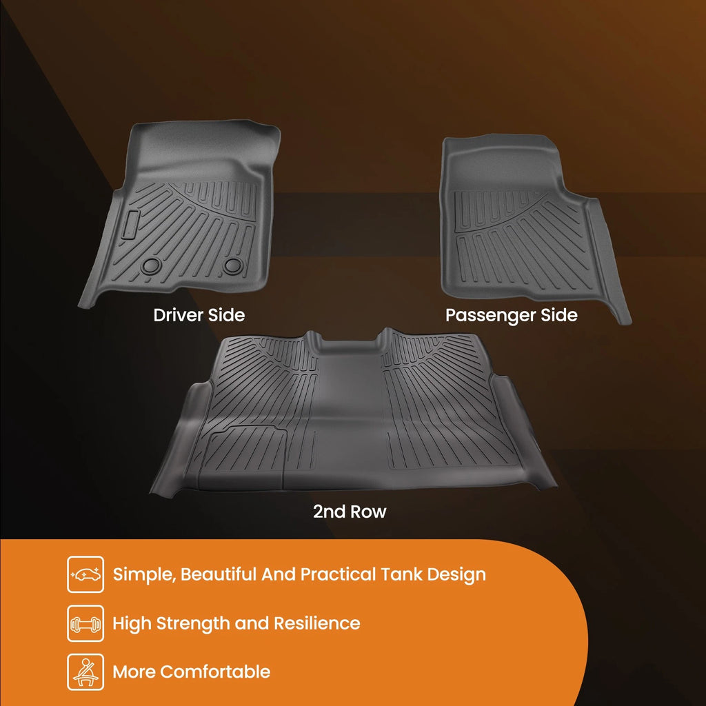 Set of 4 Carpet Floor Mats for Ford F-150 SuperCrew Cab (2010–2014) Black TPE