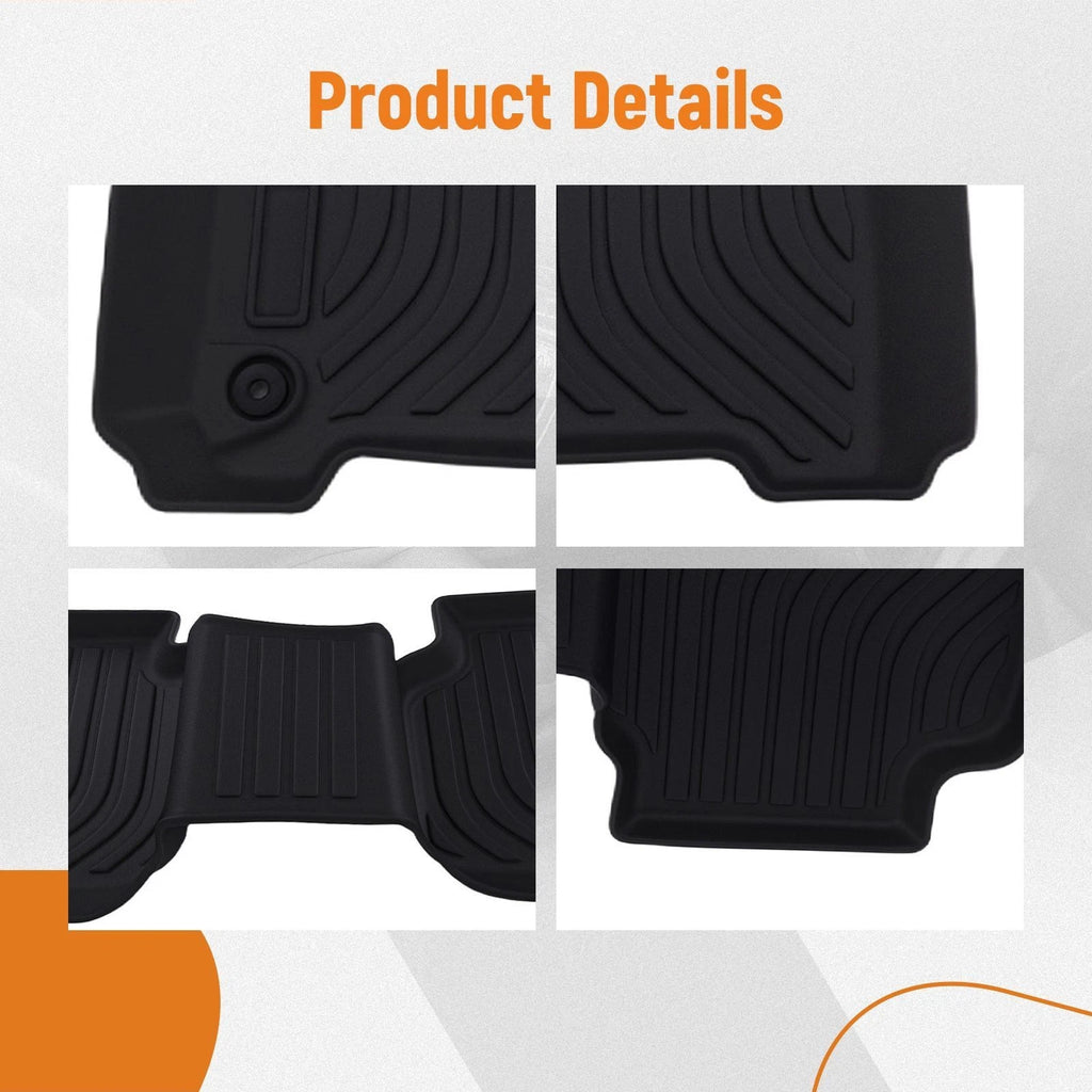 Set of 2 Black Floor Liner Mats for Dodge Journey (2011–2020) Waterproof