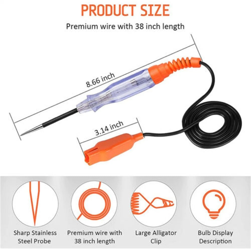 6-24V Automotive Circuit Tester with Dual Color LED and 140" Cord