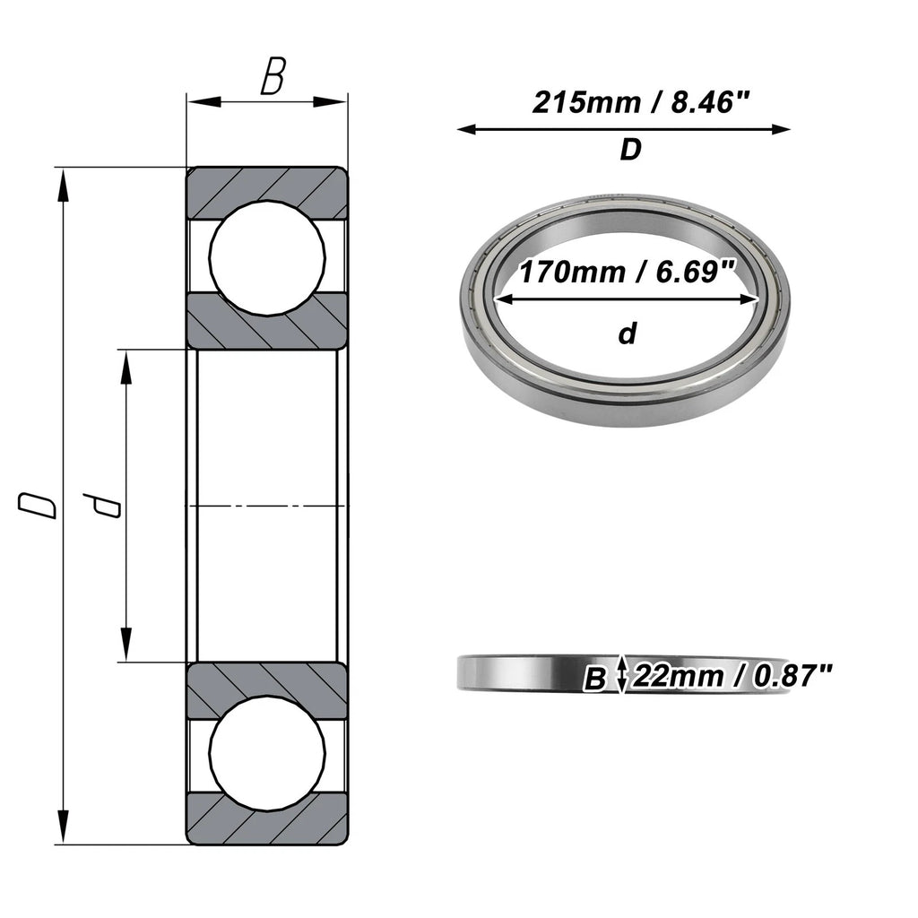 Deep Groove Ball Bearing 6834ZZS for Scooter Skateboard (P5)