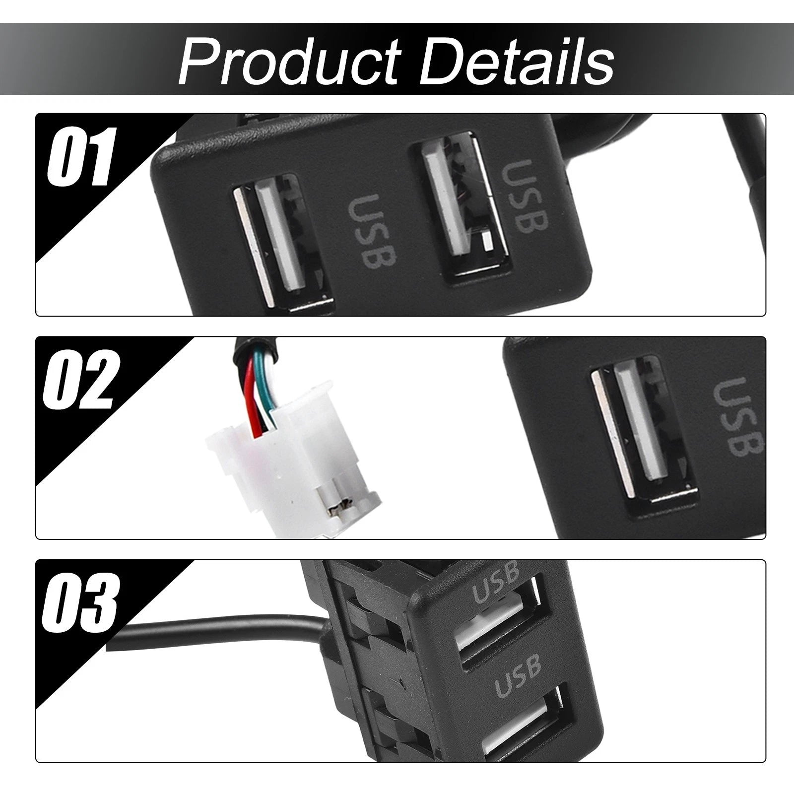 USB Socket for Most Cars (3.42.2cm, 4pin+6pin)