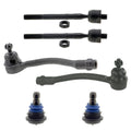 Set of 4 Inner Outer Tie Rods & Front Lower Ball Joints for Kia Rio