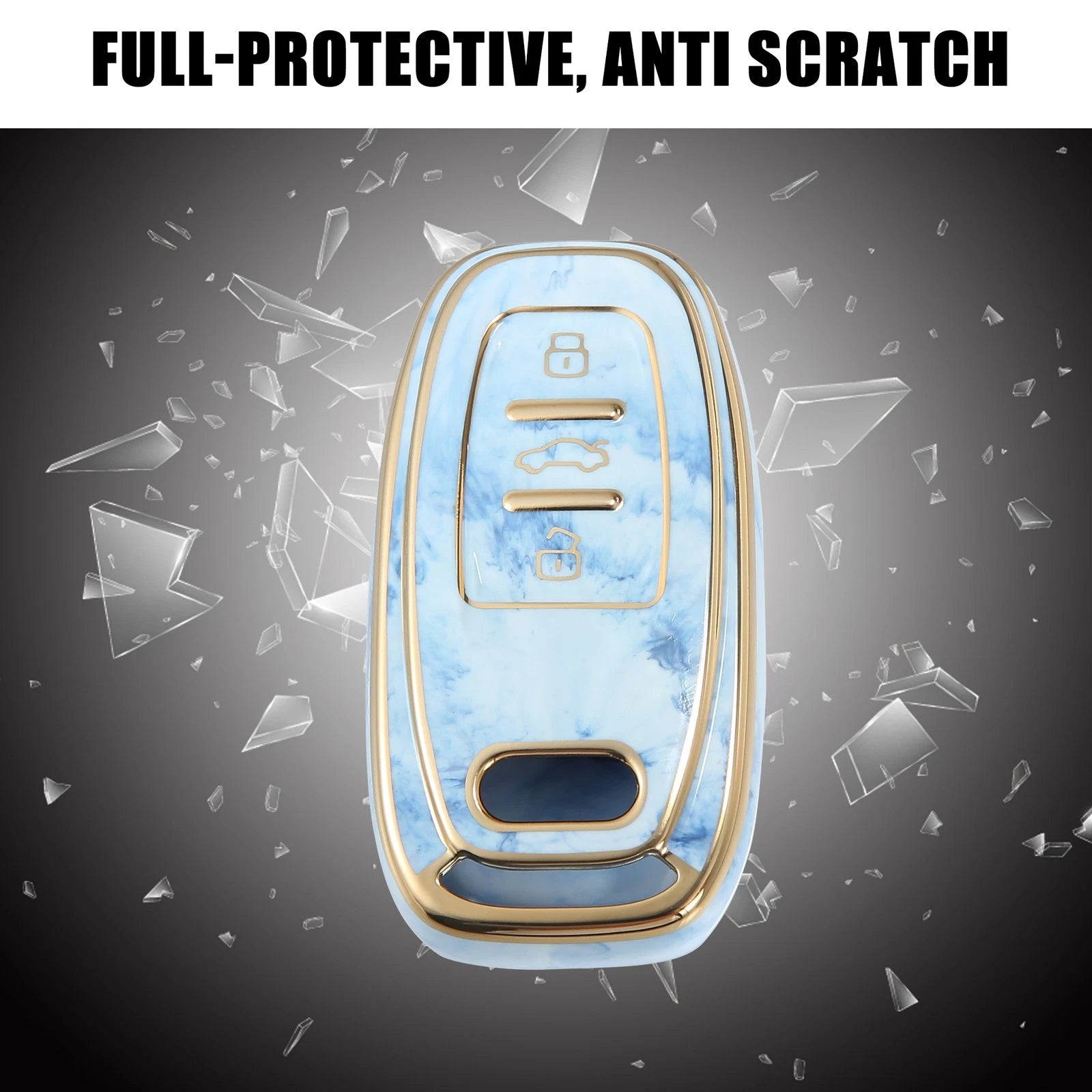 Key Fob Remote Control Cover 3 Button TPU Shell Blue for Audi A6 (2012–2018) 745060244857