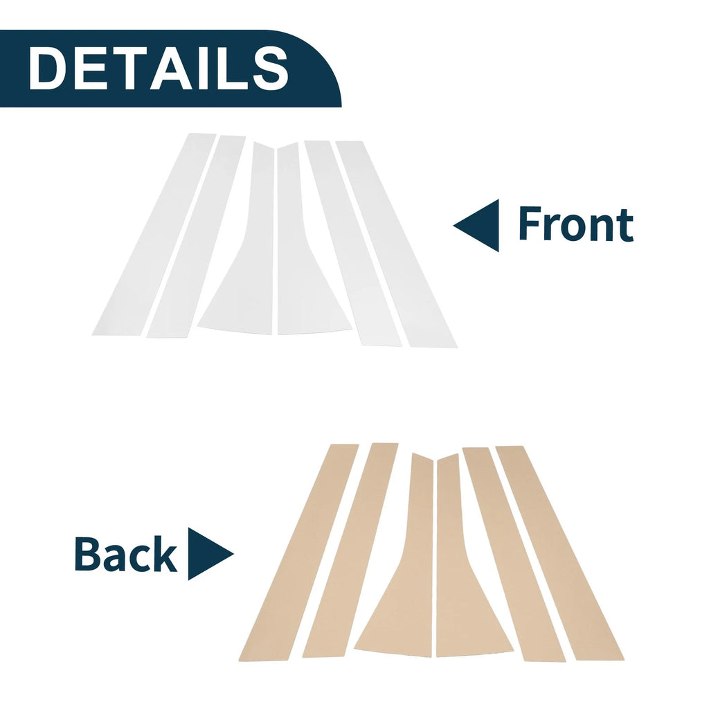 Set of 6 Door Pillar Window Trim for Honda Fit (2009–2012) Chrome