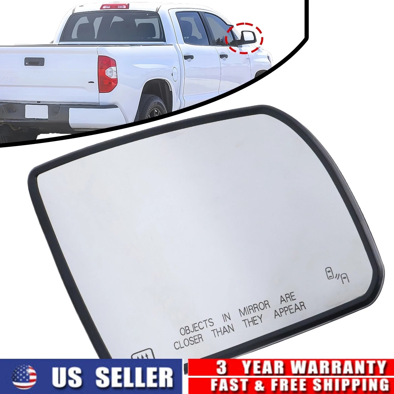 Passenger Mirror Glass for Toyota Tundra (2014–2021), Sequoia (2018–2022) 879030C090