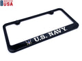 License Plate Frame Black Plastic US Navy Script for Universal Fit (Any Year)