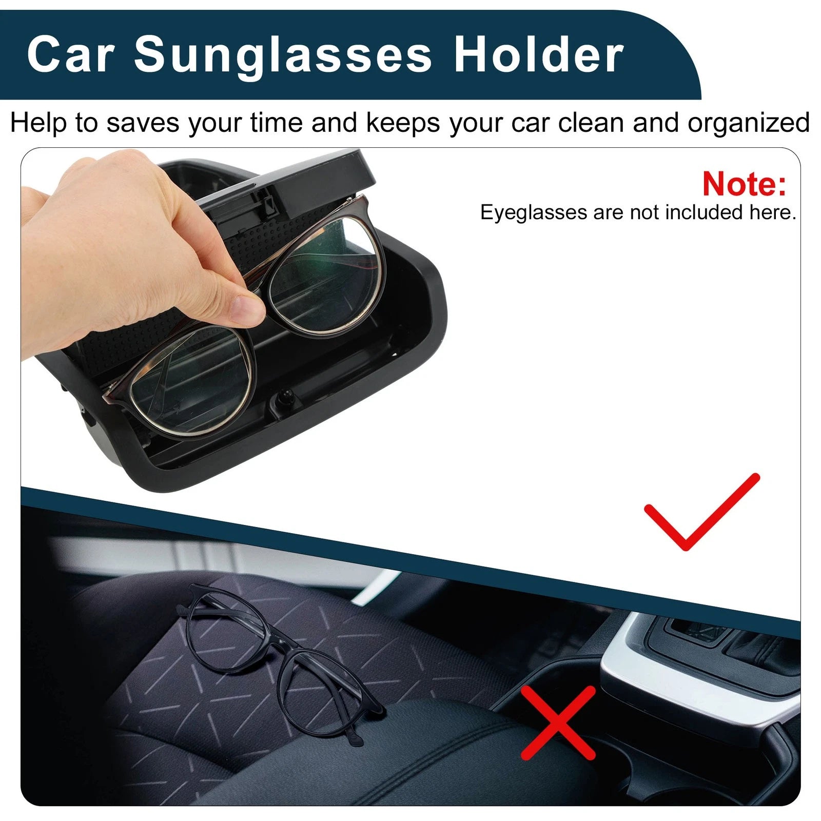 Car Sunglasses Case for Volkswagen Jetta/Vento MK6 (2011–2014) Black