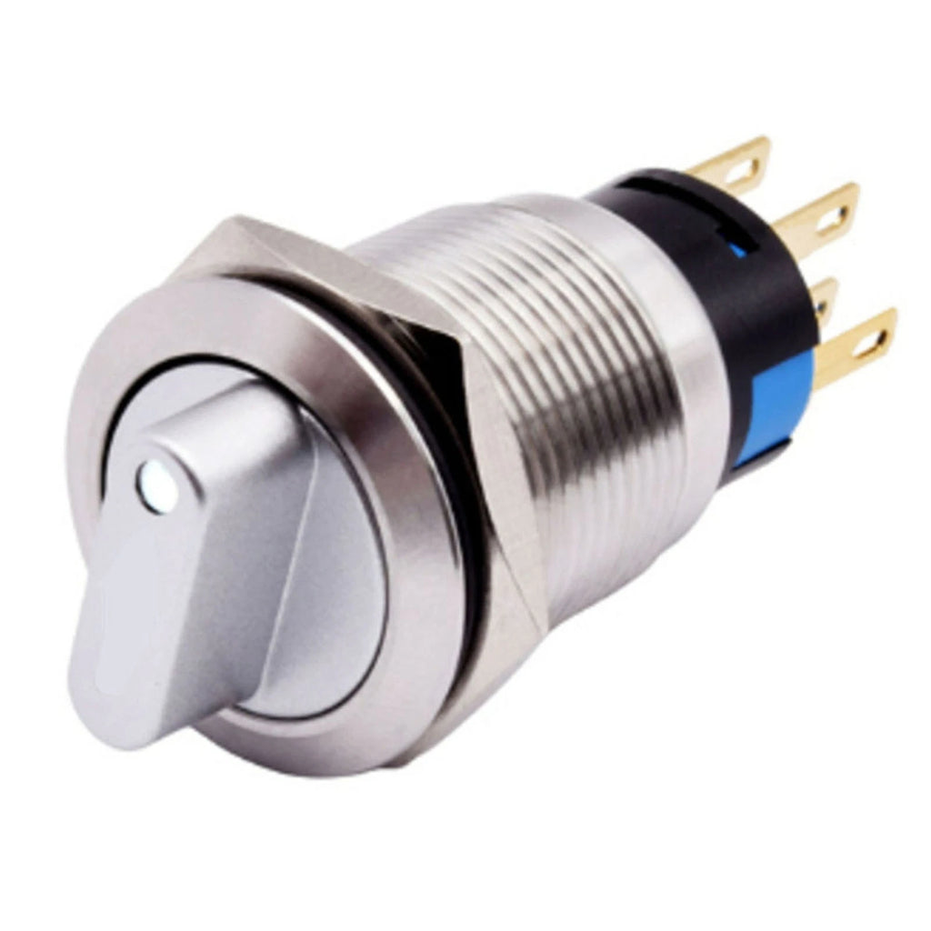 19mm Rotary Switch for LED Light (304 Stainless Steel, 2 Pos 1NO1NC, 3-6V, 5A)