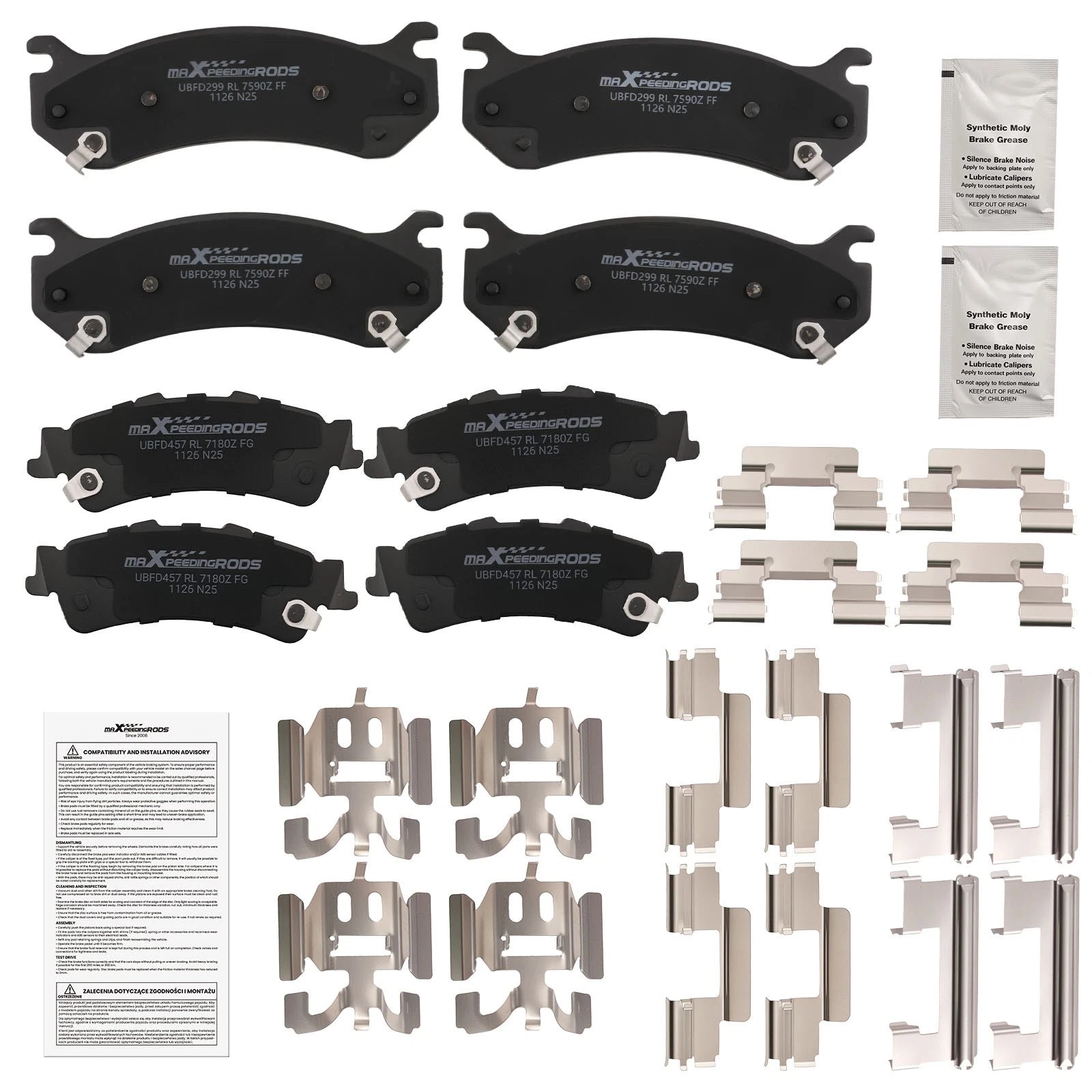 Ceramic Brake Pads Kit for Chevrolet Suburban 1500 (2000–2001) D785 D792