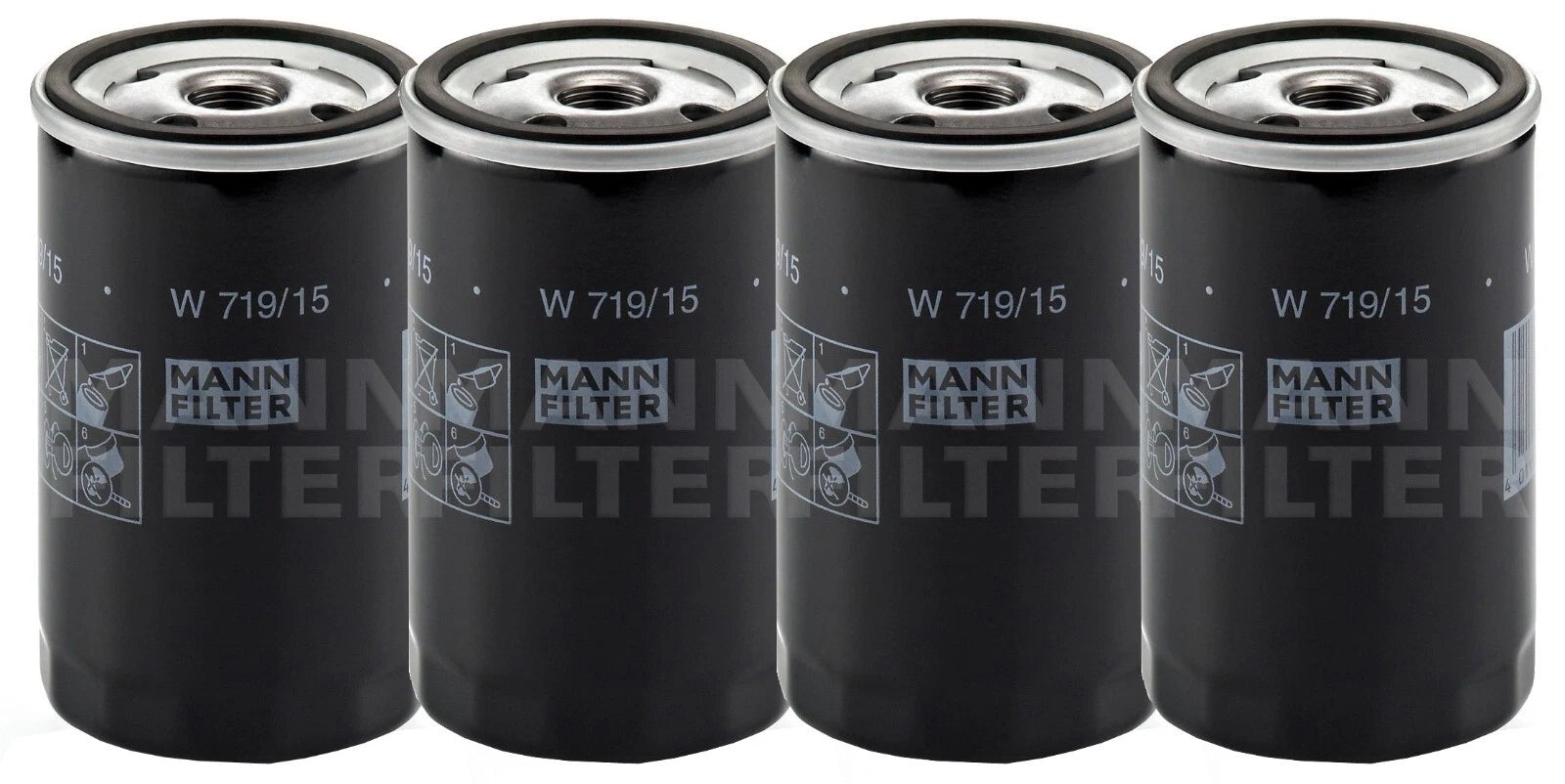 Set of 4 Engine Oil Filters for BMW E28 E30 E34 325 325i 325is 325iX 525i