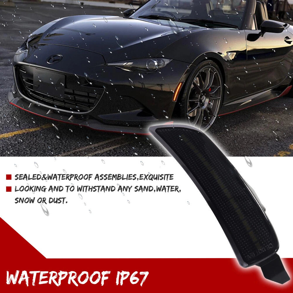 2X Smoke Amber LED Front Side Marker Lights for Mazda MX-5 Miata