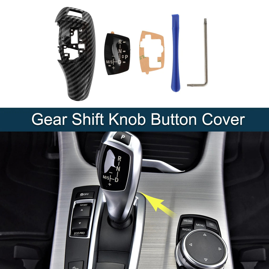 Set of 1 Gear Shift Knob Button Cover for BMW 1 (Carbon Fiber)