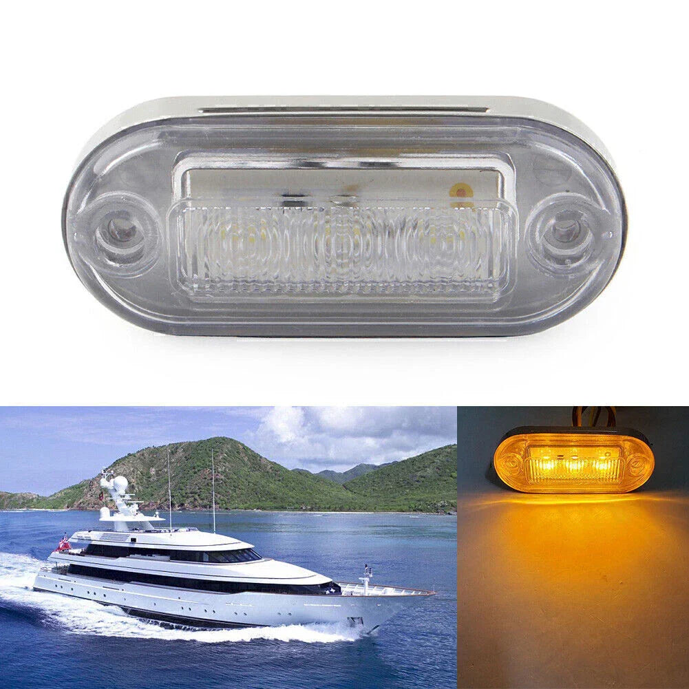 12V 3 SMD LED Amber Signal Light for Truck Trailer RV Boat Car