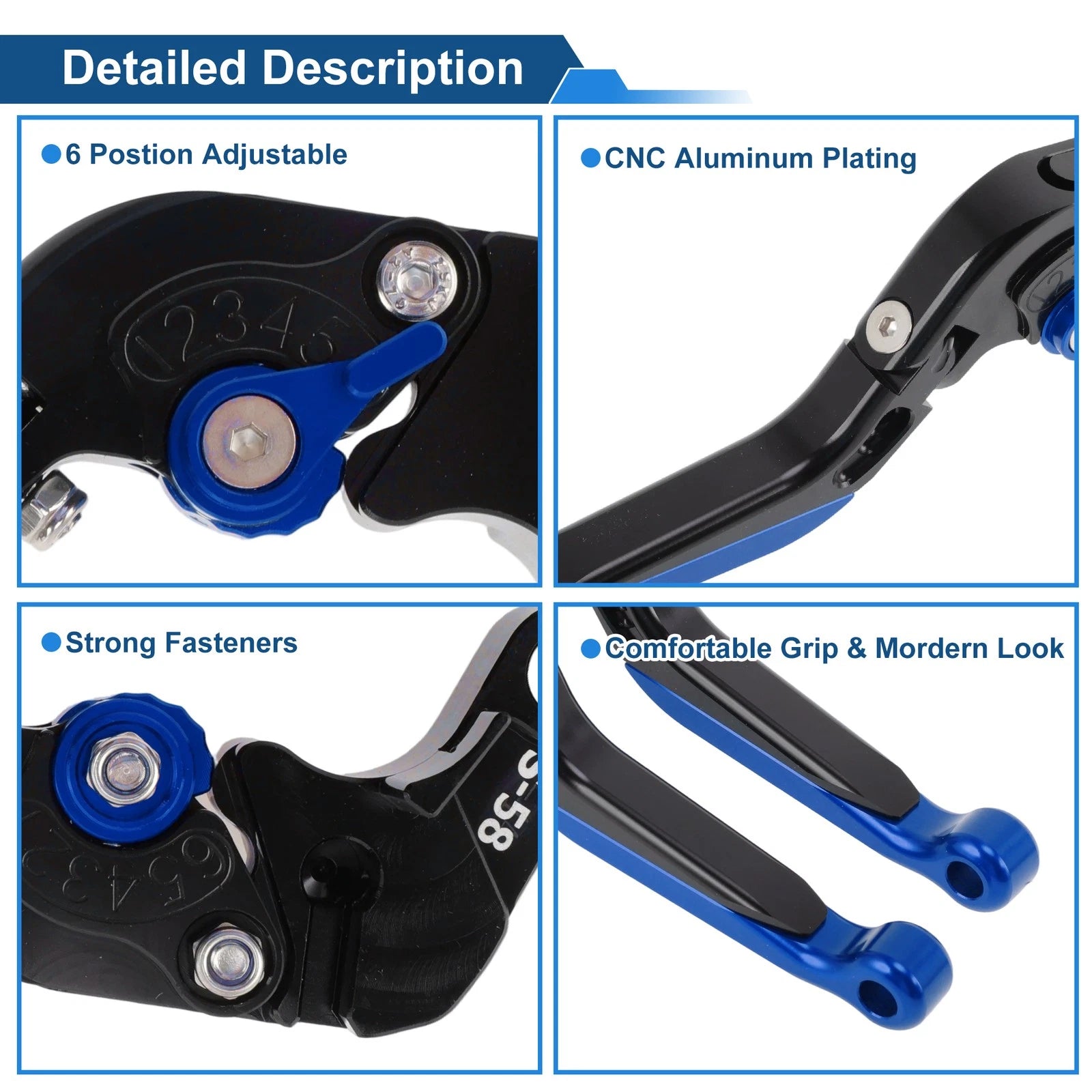 Short Long Brake Clutch Levers for Suzuki GSX-S1000/F/S/ABS (2015–2020) Black Blue