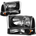 Black Headlight + Amber Bumper Light + Chrome Grille Guard for Super Duty (1999–Present)