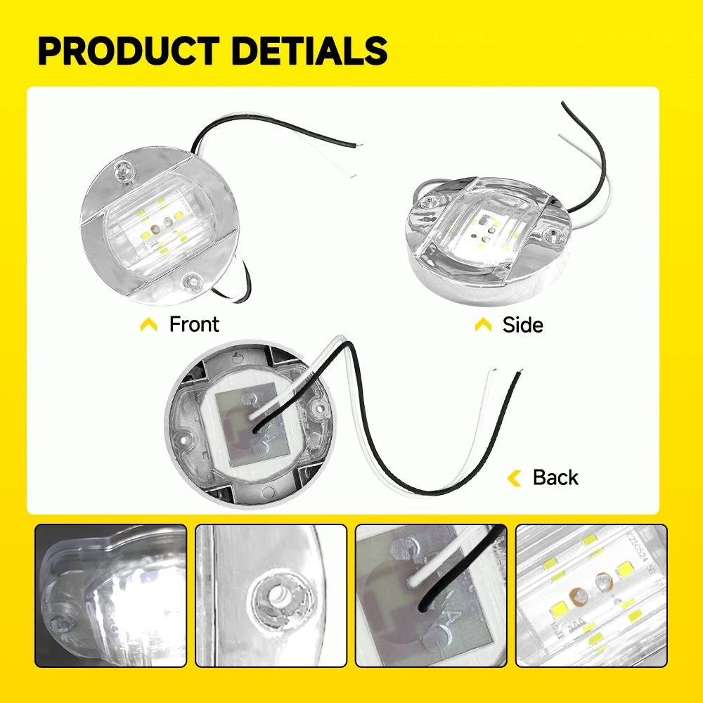 Set of 8 LED Deck Courtesy Lights for Marine Boat (12V)