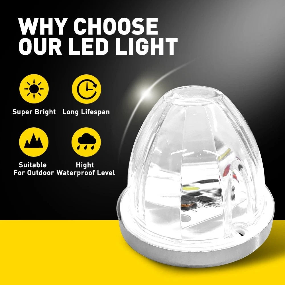 2X White Strobe LED Side Marker Lights for Heavy Duty Truck Trailer