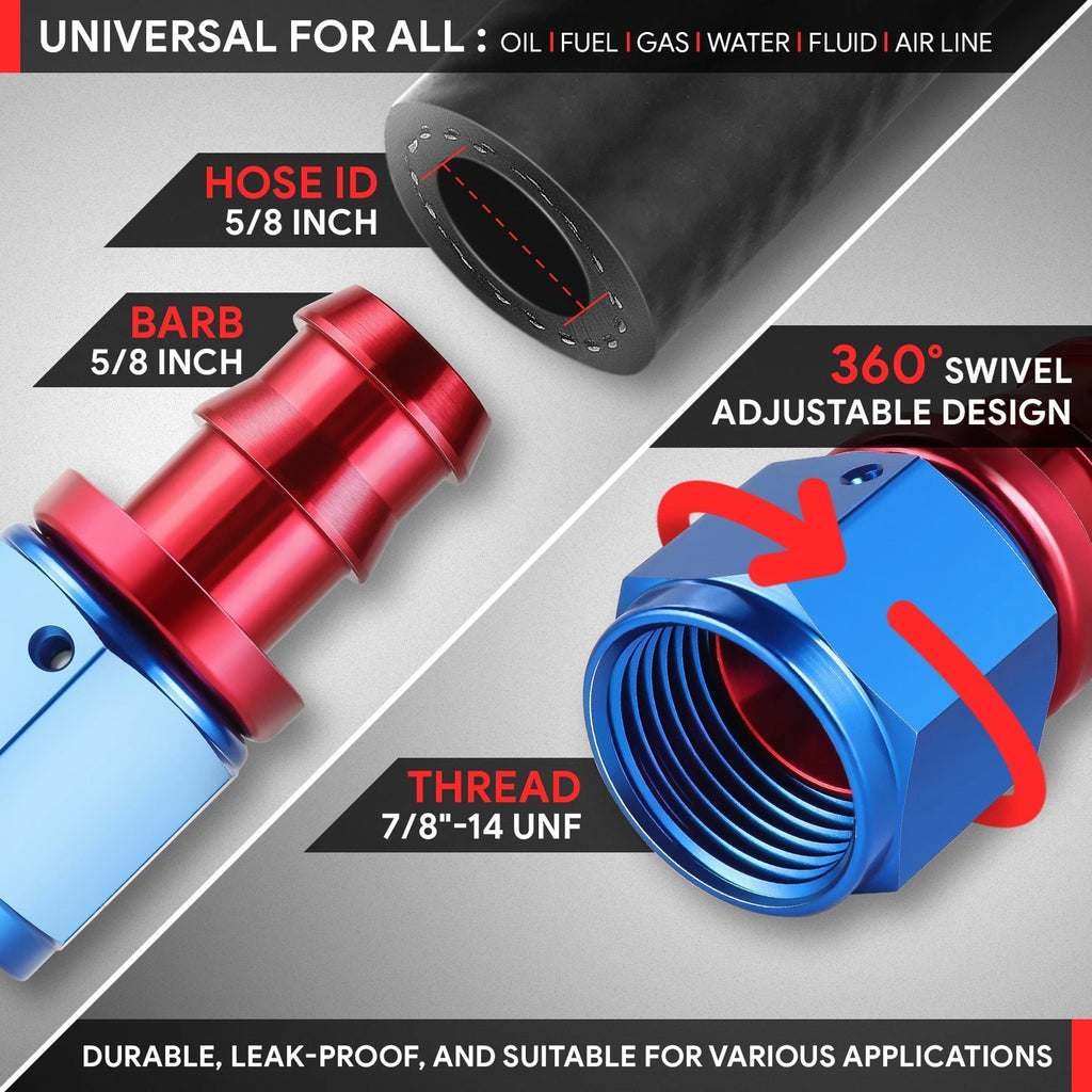 AN10 Straight Swivel Oil/Fuel Line Hose End Push-On Male Fitting