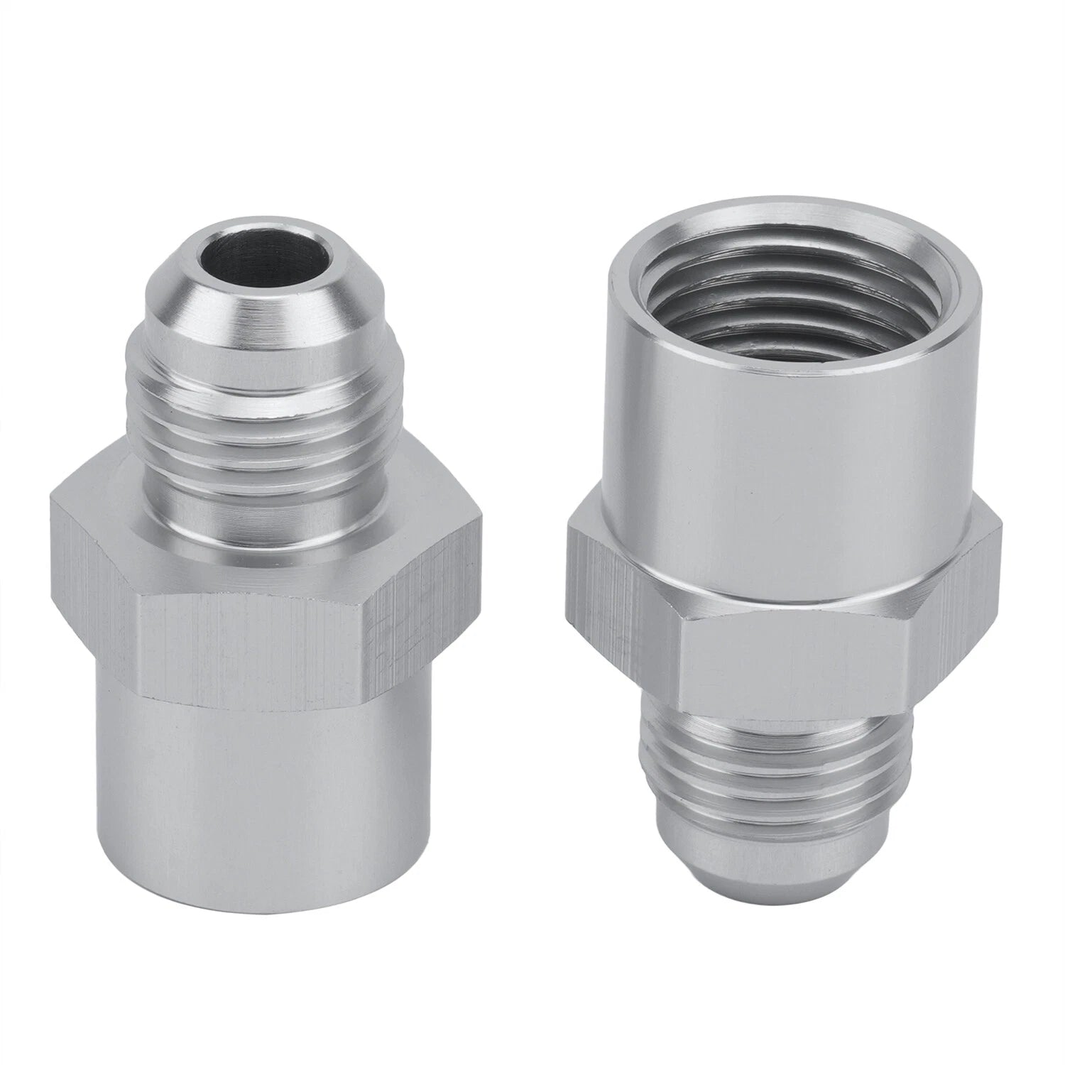 6AN Adapter Fittings for GM TBI Fuel Sending Units (Metric O-ring) Silver