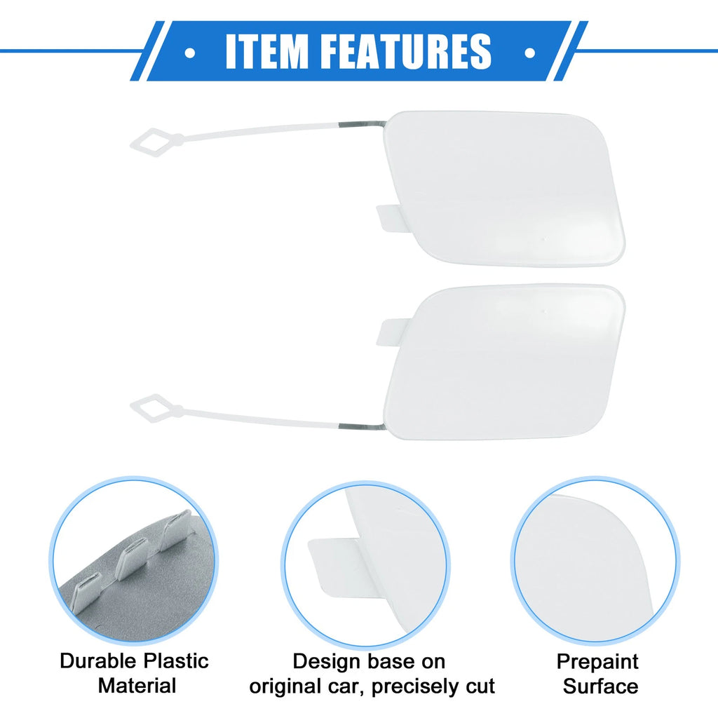 Pair Rear Tow Hook Eye Hole Cover Cap for BMW X5 (2016–2018) Plastic White