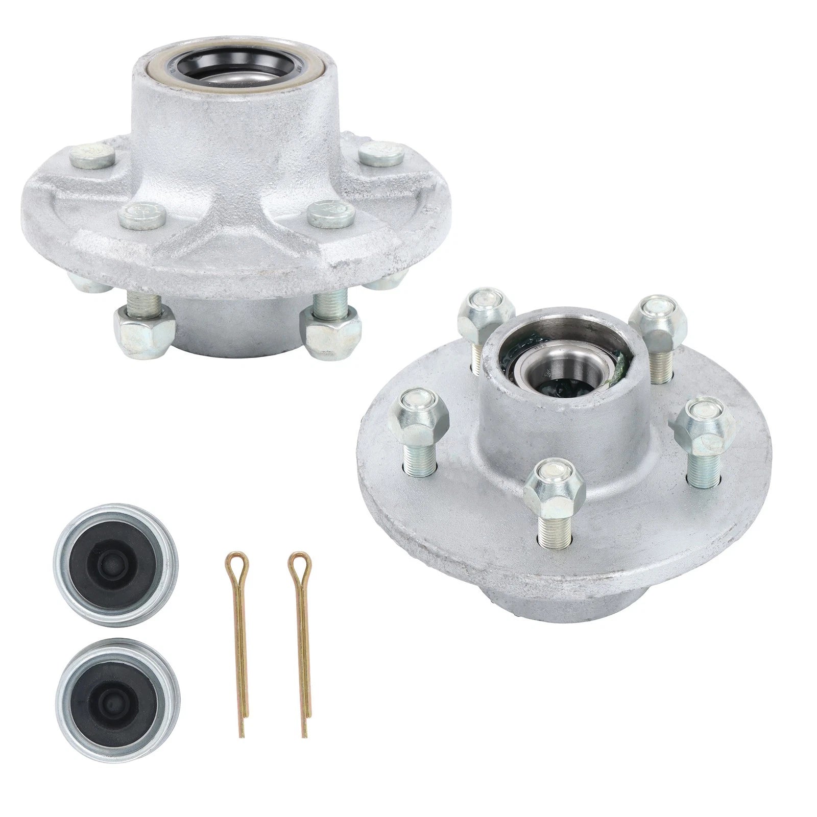 Set of 2 Galvanized Trailer Hub Kits for 3500 lbs (Pre-Assembled)