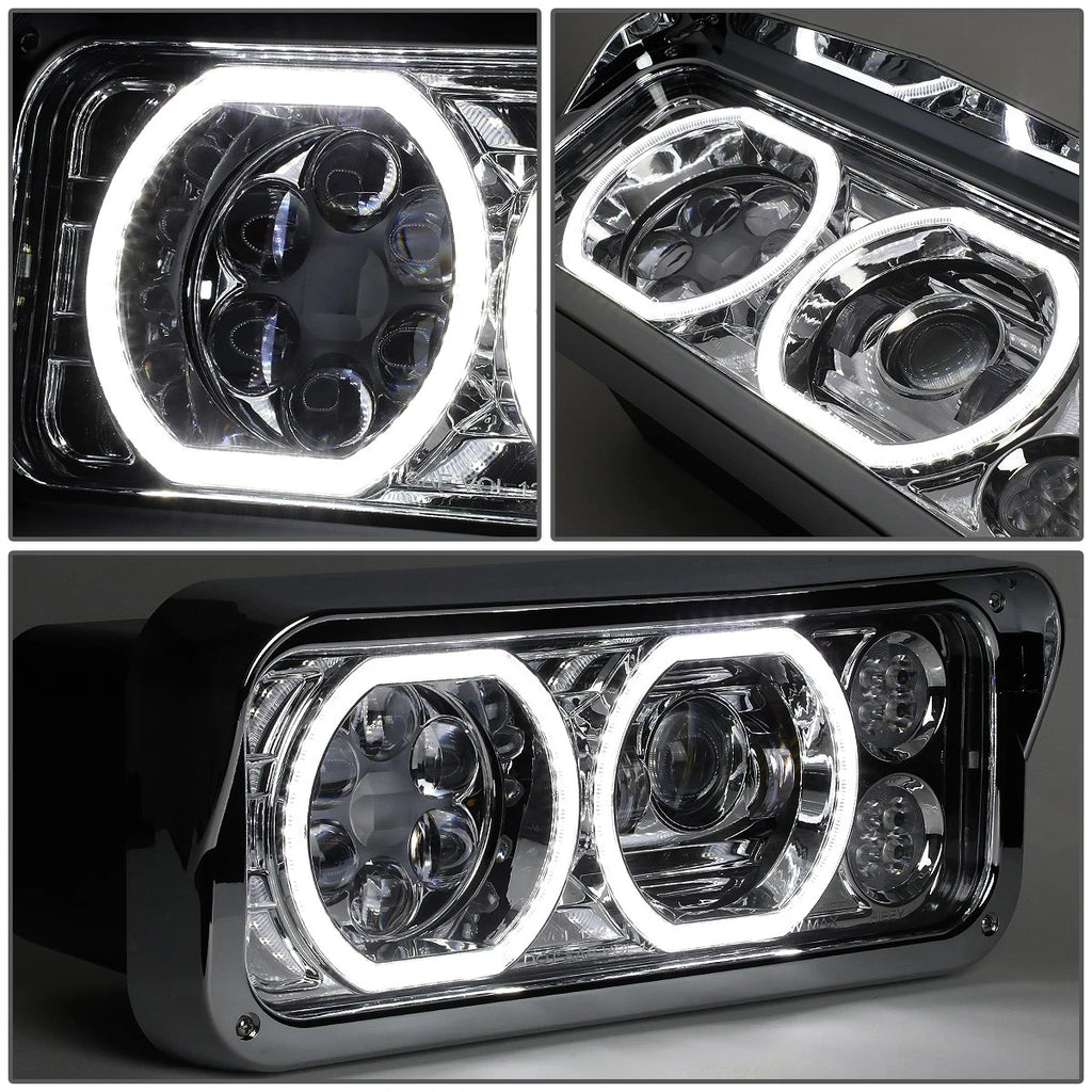 Full LED Dual Halo Projector Headlights for Peterbilt Kenworth (1981–2019)