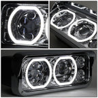 Full LED Dual Halo Projector Headlights for Peterbilt Kenworth (1981–2019)