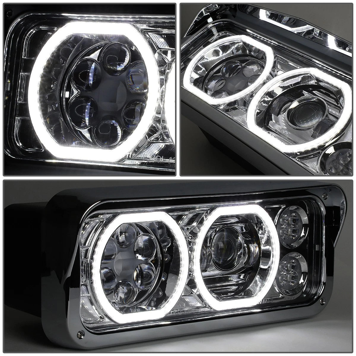 Full LED Dual Halo Projector Headlights for Peterbilt Kenworth (1981–2019)