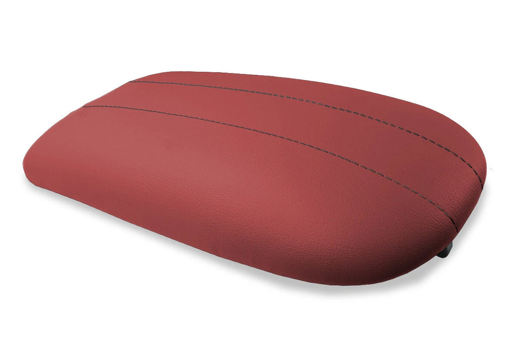 Console Lid Pull Over Cover Leather for Ford Expedition (1997–2002) Red Black Stitch