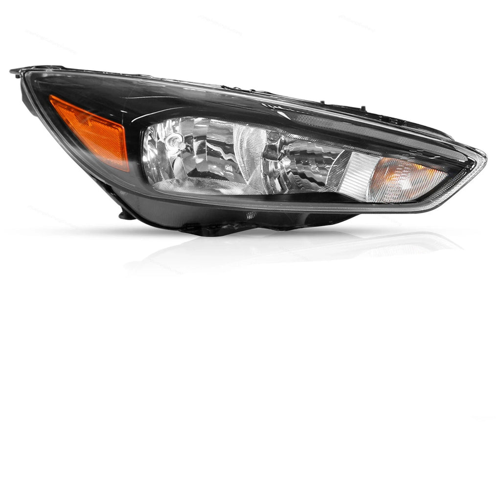 Halogen Headlight for Ford Focus (2015–2018) Black with LED DRL Right Side