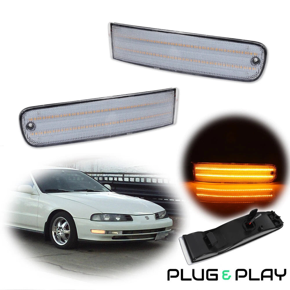 2X Clear Amber LED Signal Lights for Honda Prelude (1992–1996)