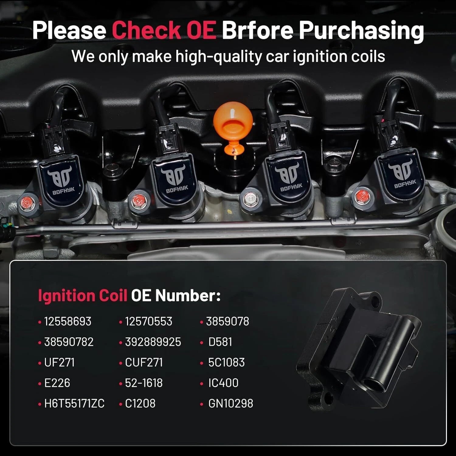 Square Ignition Coils Set of 8 for GMC Sierra 3500 6.0L 6.6L 8.1L (2001–2006)