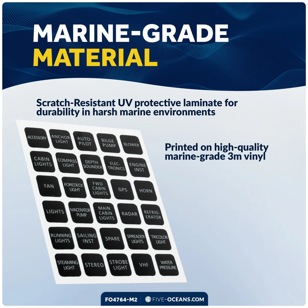 2X Marine Dashboard Decal Label Kit for Boat Switch Panel (30 Pcs)