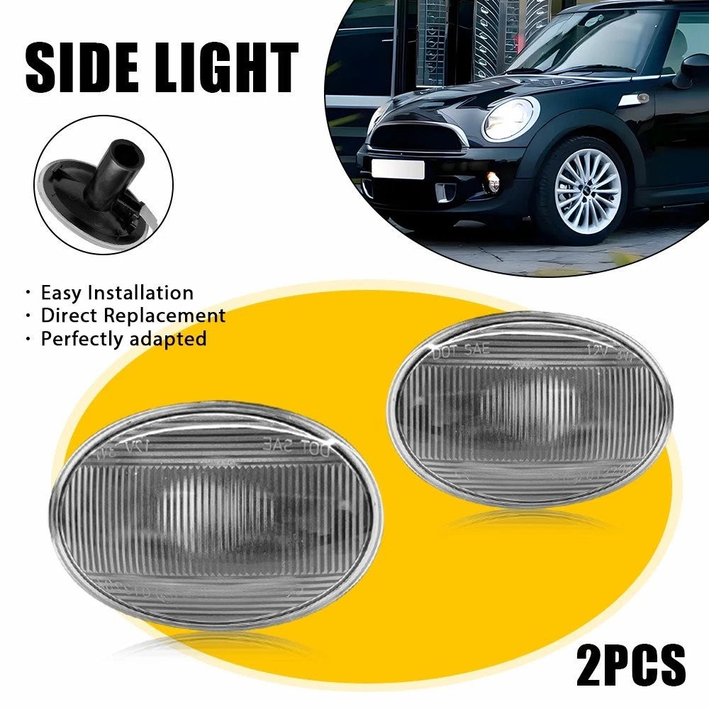 Set of 2 Crystal Clear Lens Side Marker Lights for Mini Cooper R55 R56 R57 R58 R59 (2007–2015)