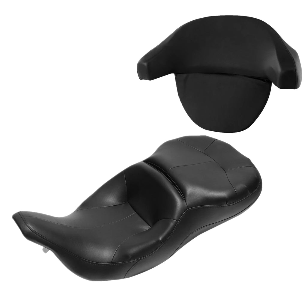 Driver Passenger Seat & Backrest for Harley Road Glide (1997–2007) Black