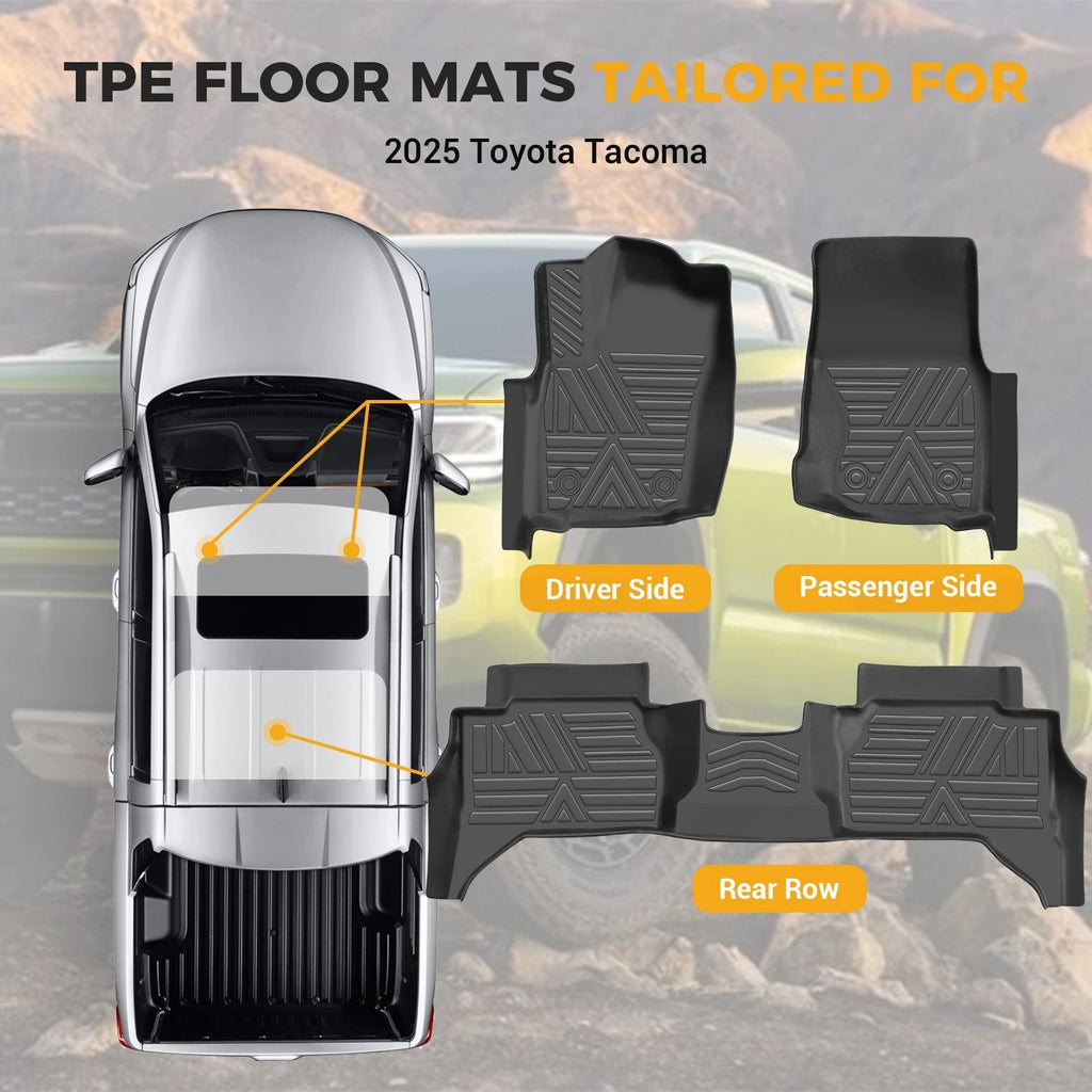 All Weather Floor Mats for Toyota Tacoma Double Cab (2024–2025)