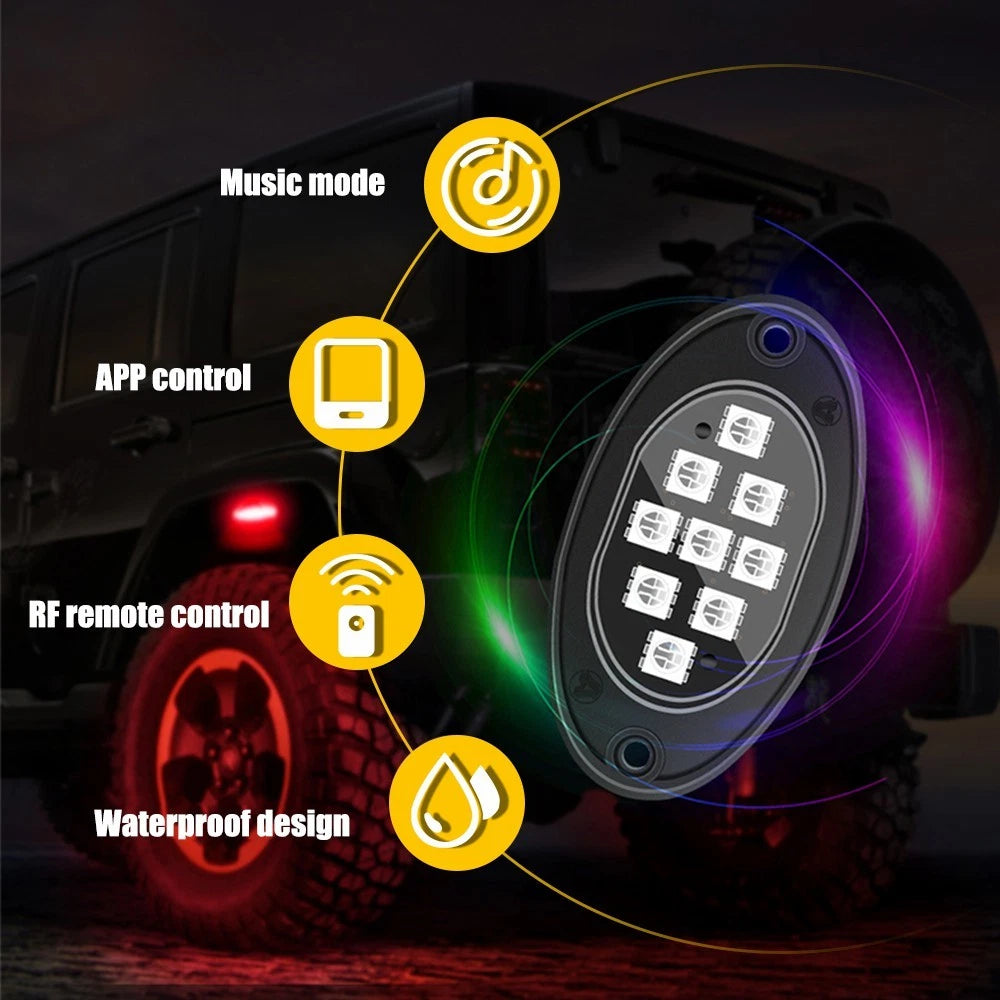 20 Pods RGB LED Rock Lights Kit for Offroad Vehicles (Universal)
