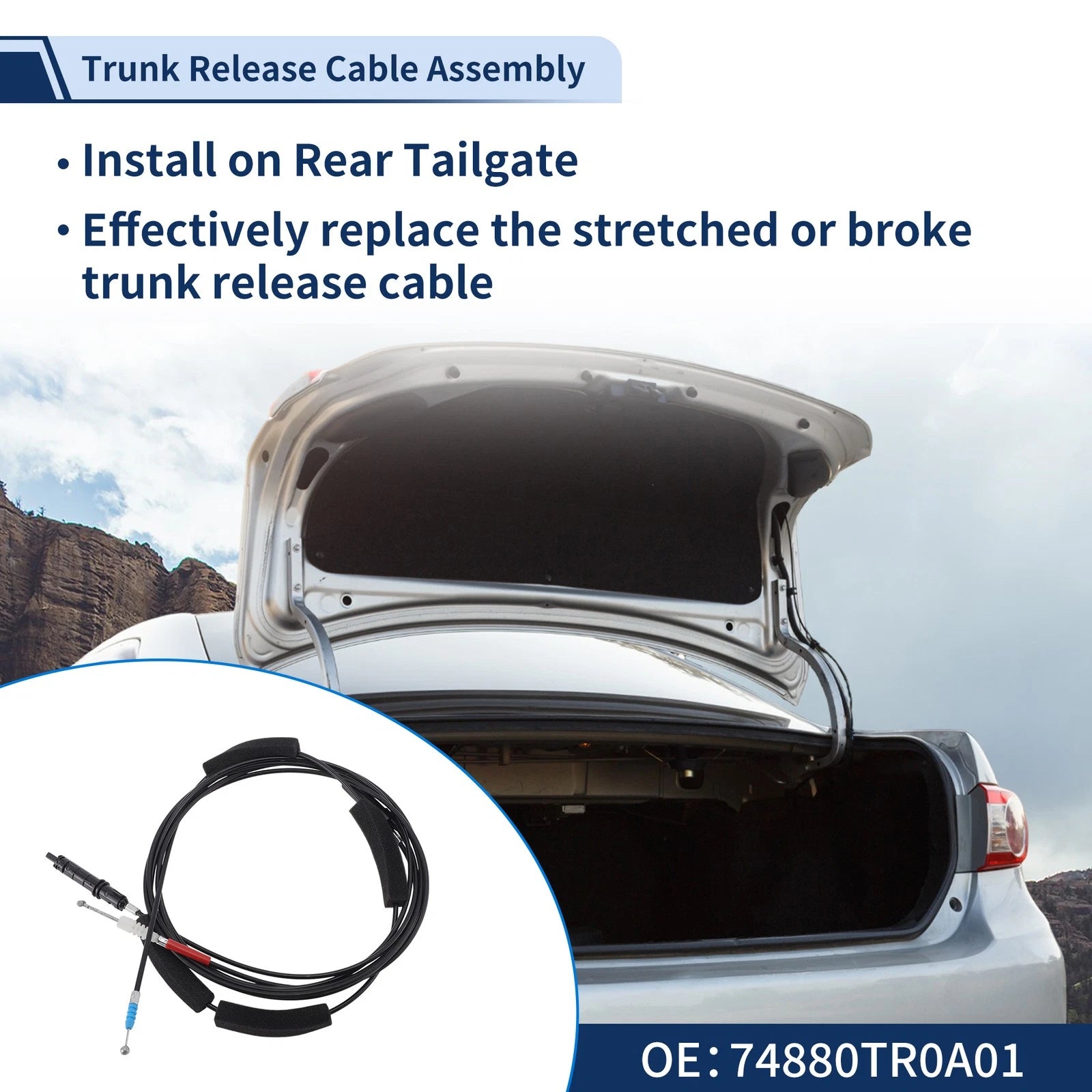 Trunk Lid Release Cable for Honda Civic (2012–2015) No. 74880TR0A01