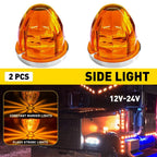 2X Amber LED Clearance Marker Lights for 12V-24V Vehicles Round EXV