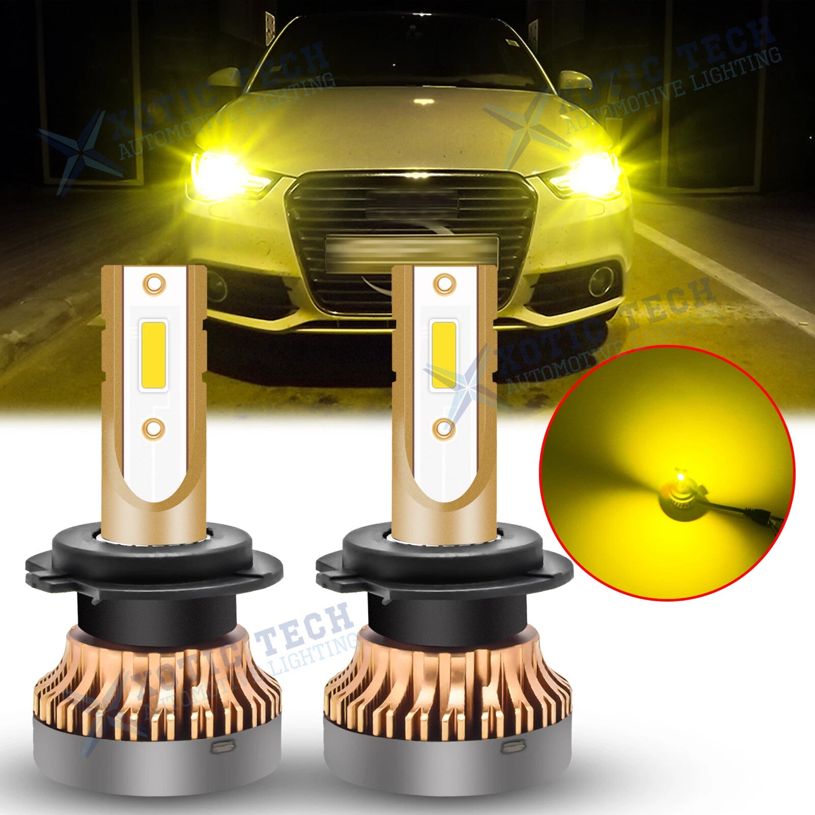 H7 3000K LED High Beam Headlight Bulbs for Audi A3 A4 A5 A6 Q5 Q7 (2016–2021)