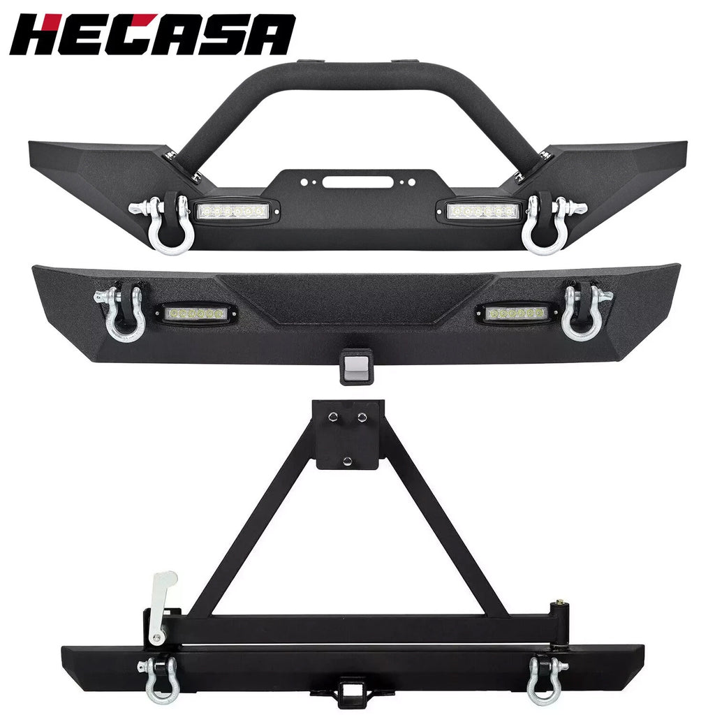 Bumper with Lights & Winch Plate for Jeep Wrangler TJ YJ (1987–2006)