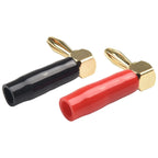 Set of 4 Gold Plated 4mm Banana Connectors 90 Degree Right Angle