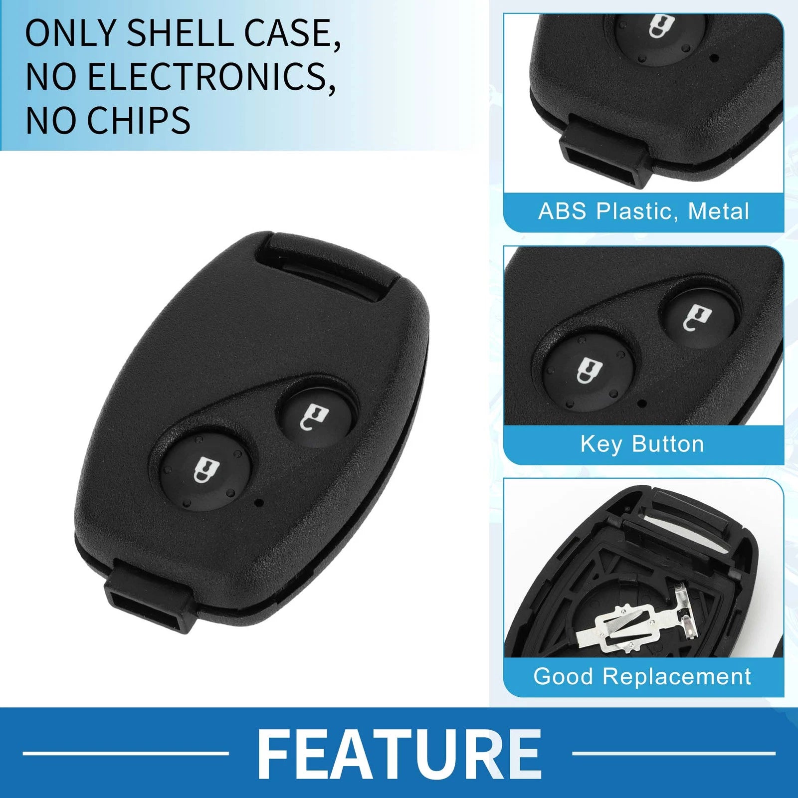 2X Keyless Entry Remote Key Fob Shell Case for Honda Civic (2006–2013)