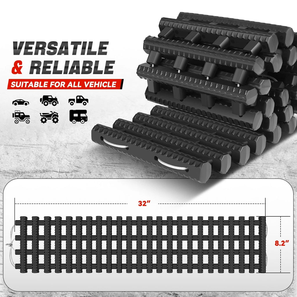 2X Sand Snow Recovery Traction Tracks Mats for Cars Trucks (10 Ton, 32")