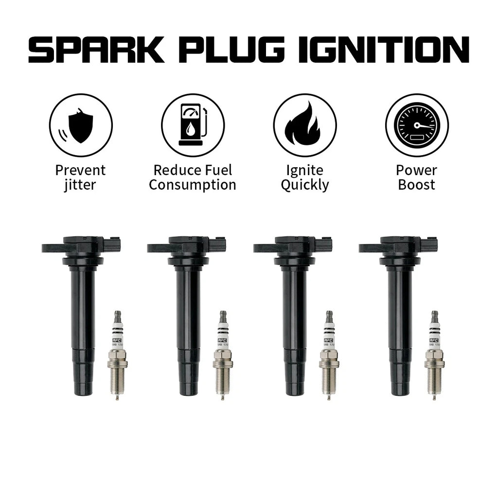 Set of 4 Ignition Coils & Spark Plugs for Nissan Sentra (2000–2001) 2.0L L4 22448-4M500