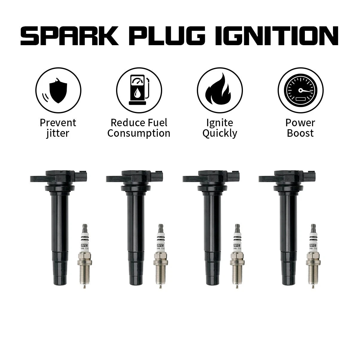 Set of 4 Ignition Coils & Spark Plugs for Nissan Sentra (2000–2001) 2.0L L4 22448-4M500