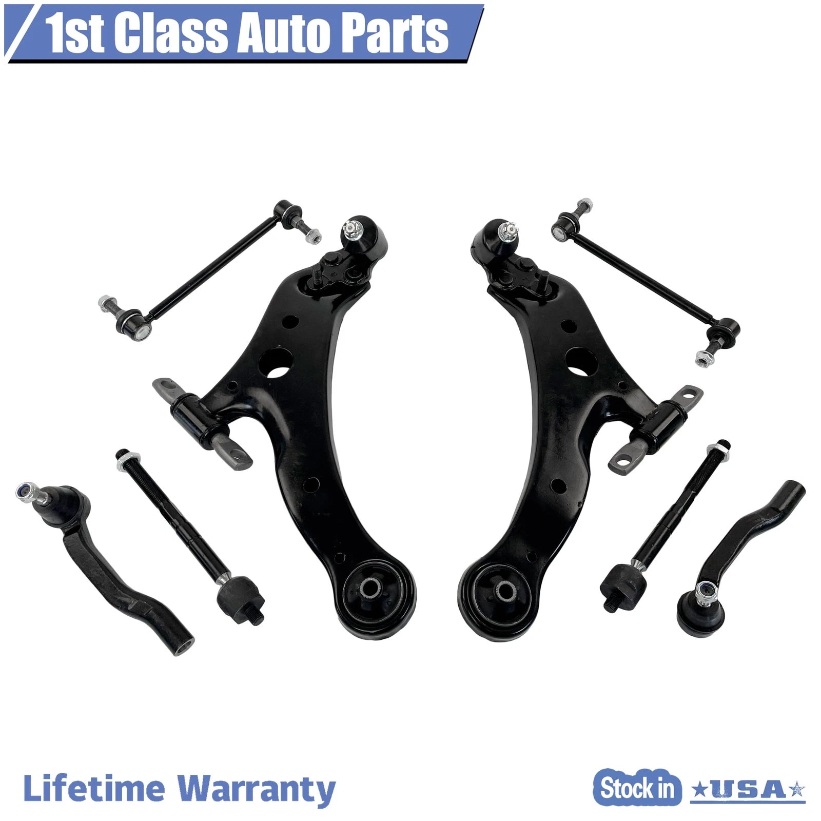 8X Front Lower Control Arm Ball Joint Tie Rod Kit for Toyota Sienna (2004–2010)