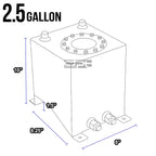 2.5 Gallon Lightweight Polished Aluminum Race Fuel Cell Tank + Level Sender